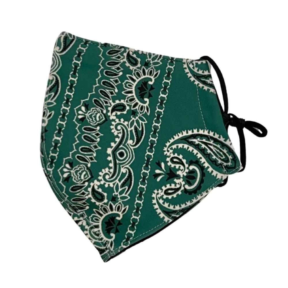 TORY BURCH • Green Bandana Face Mask Covering